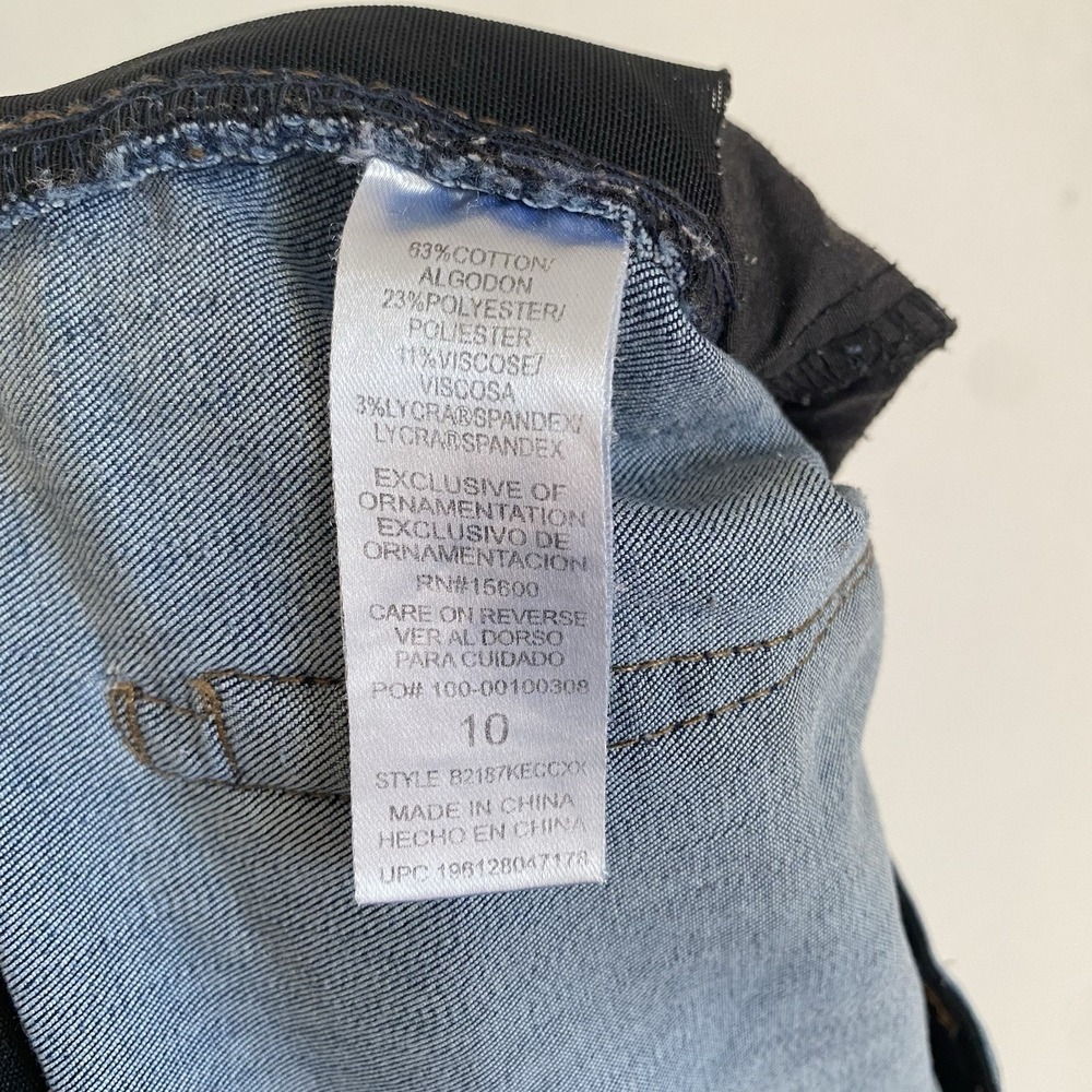 Democracy Ab Technology Jeans Size 10 Blue Straight Leg Raw Hem Distressed - Picture 10 of 10